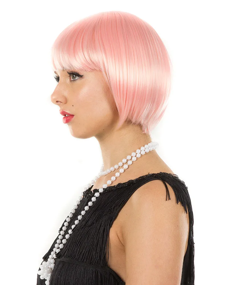 20s Flapper Deluxe Pastel Pink Bob Wig