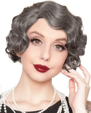 20s Flapper Finger Wave Premium Short Grey Wig