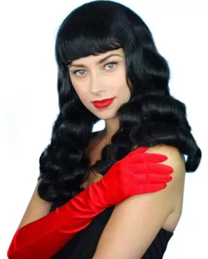 40s Bettie Page Burlesque Black Wig