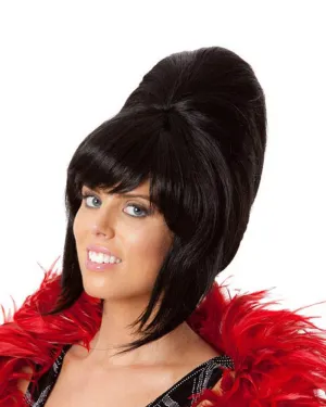 60s Beehive Short Black Wig