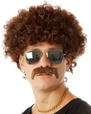 70s Brown Fro and Mo Set