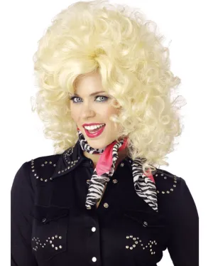 70s Country Western Diva Curly Blonde Wig