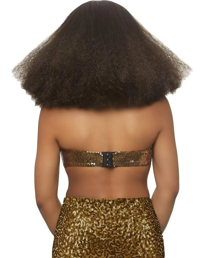 70s Disco Diva Crimped Brown Wig
