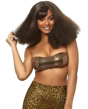 70s Disco Diva Crimped Brown Wig
