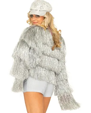 70s Funky Fringe Silver Disco Womens Jacket