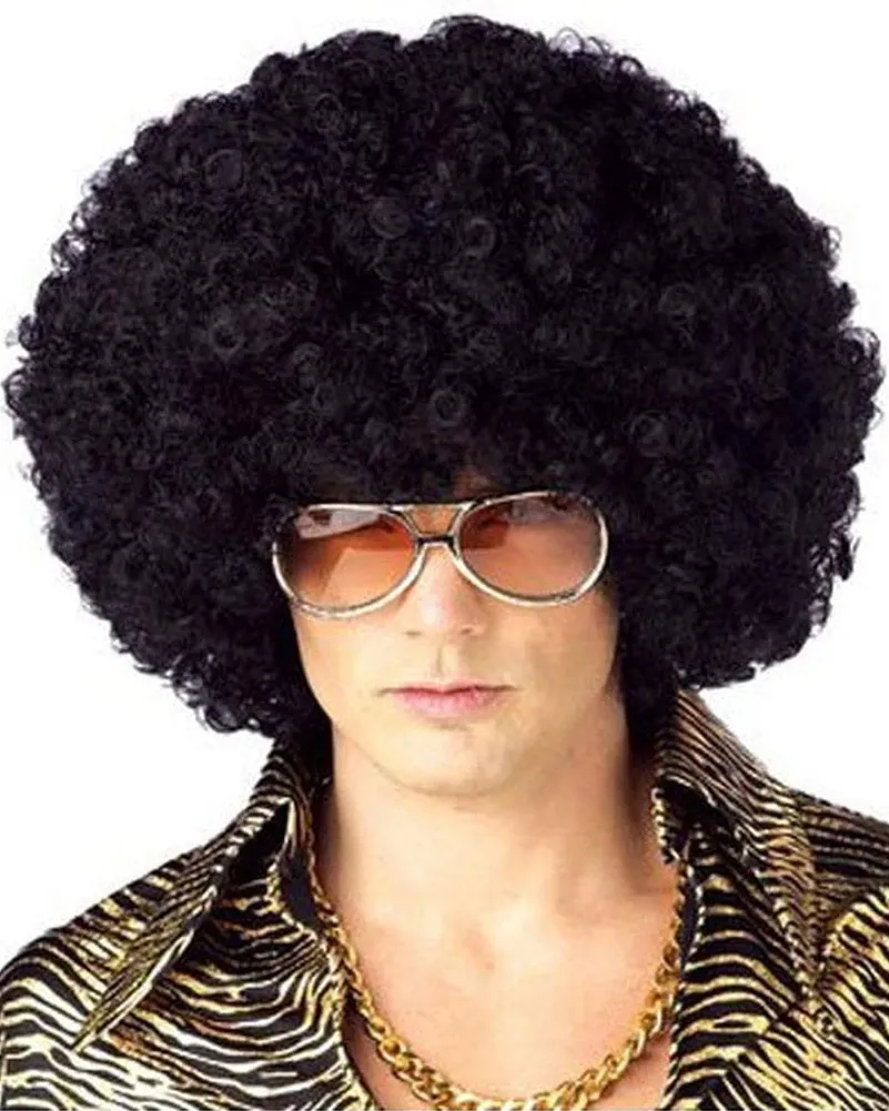 70s Jumbo Curly Black Wig
