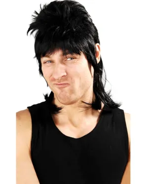 80s Dazza Black Mullet Wig