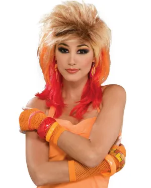 80s Glam Multicoloured Mullet Wig