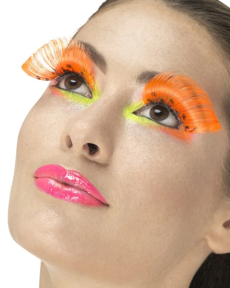 80s Neon Orange Polka Dot Eyelashes
