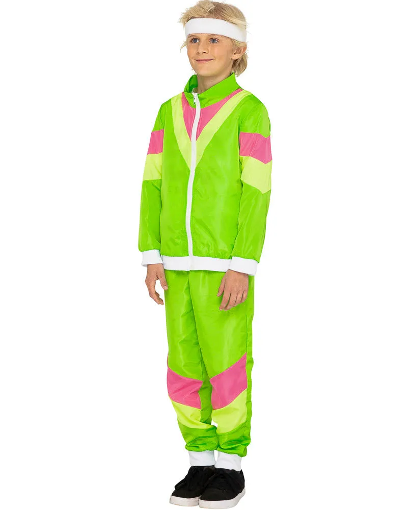 80s Neon Tracksuit Kids Costume