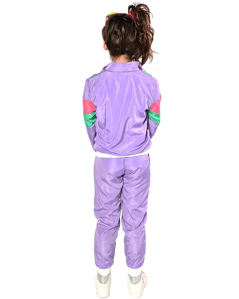 80s Purple Tracksuit Kids Costume