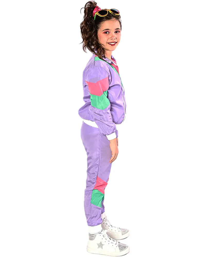80s Purple Tracksuit Kids Costume
