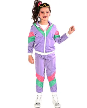 80s Purple Tracksuit Kids Costume