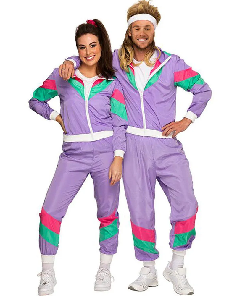80s Purple Tracksuit Womens Costume