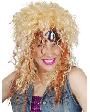 80s Rocker Curly Blonde Wig