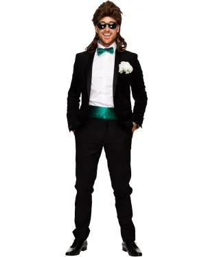 80s School Formal Mens Bow Tie Glasses Flower and Cumberbund Set