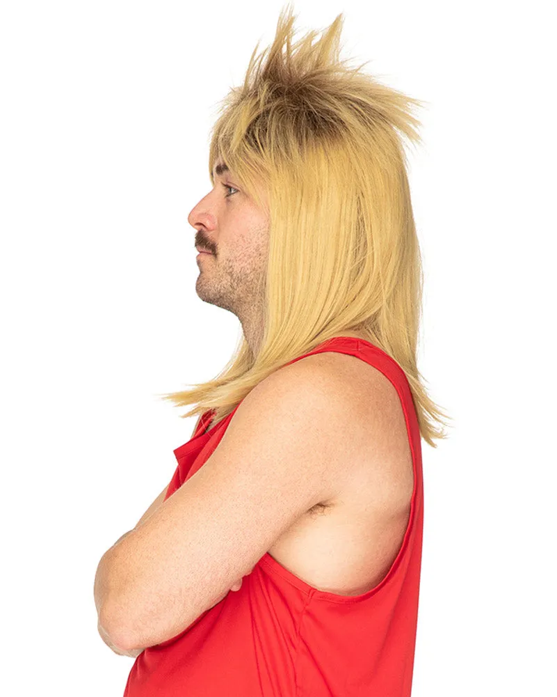 80s The Cappa Deluxe Super Mullet Blonde Wig