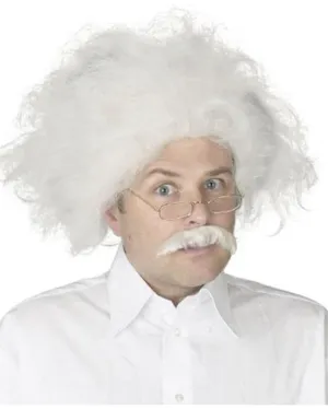 Albert Einstein White Wig and Moustache Kit