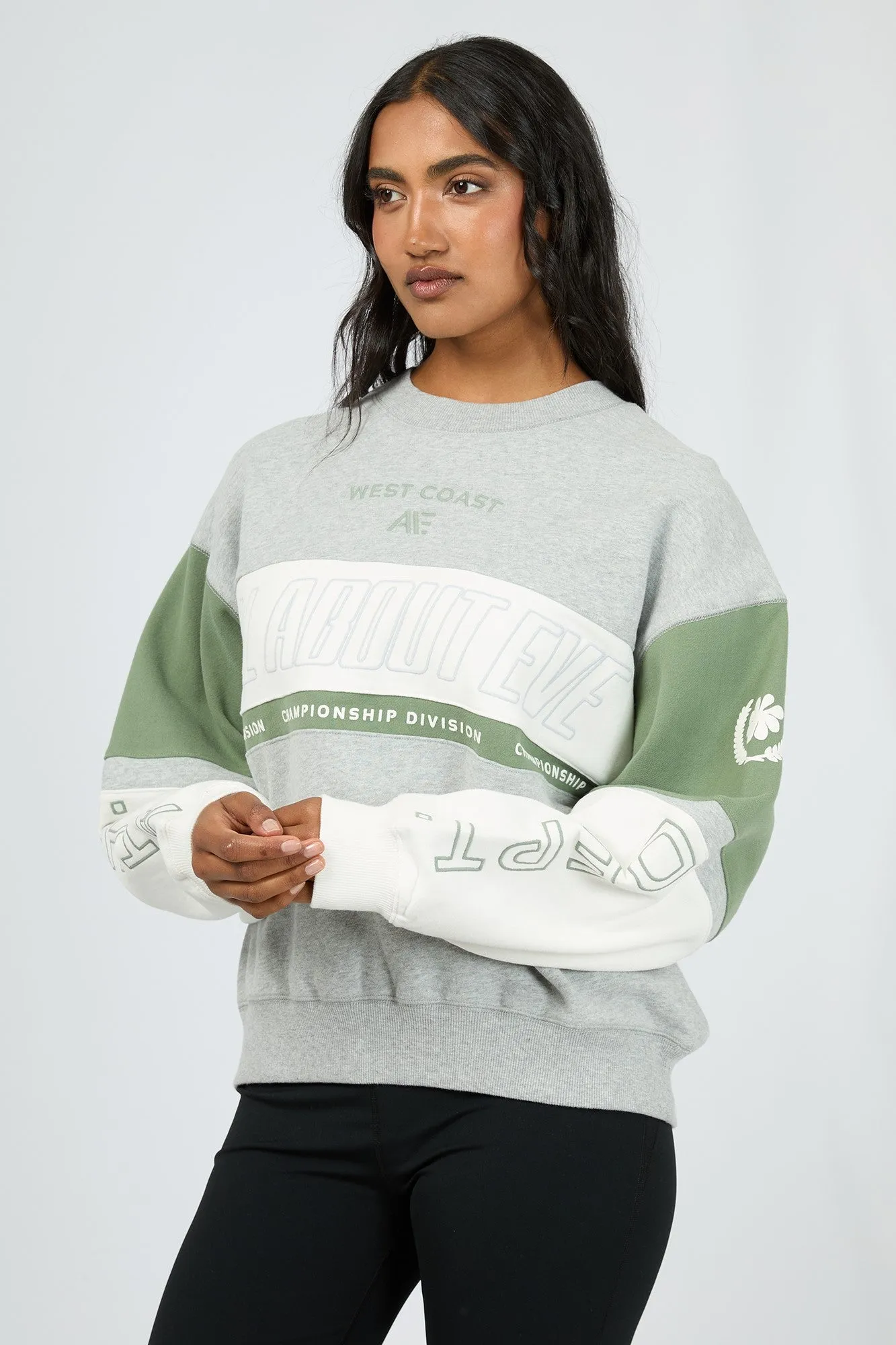 All About Eve Performance Slouch Panel Crew Grey Marle