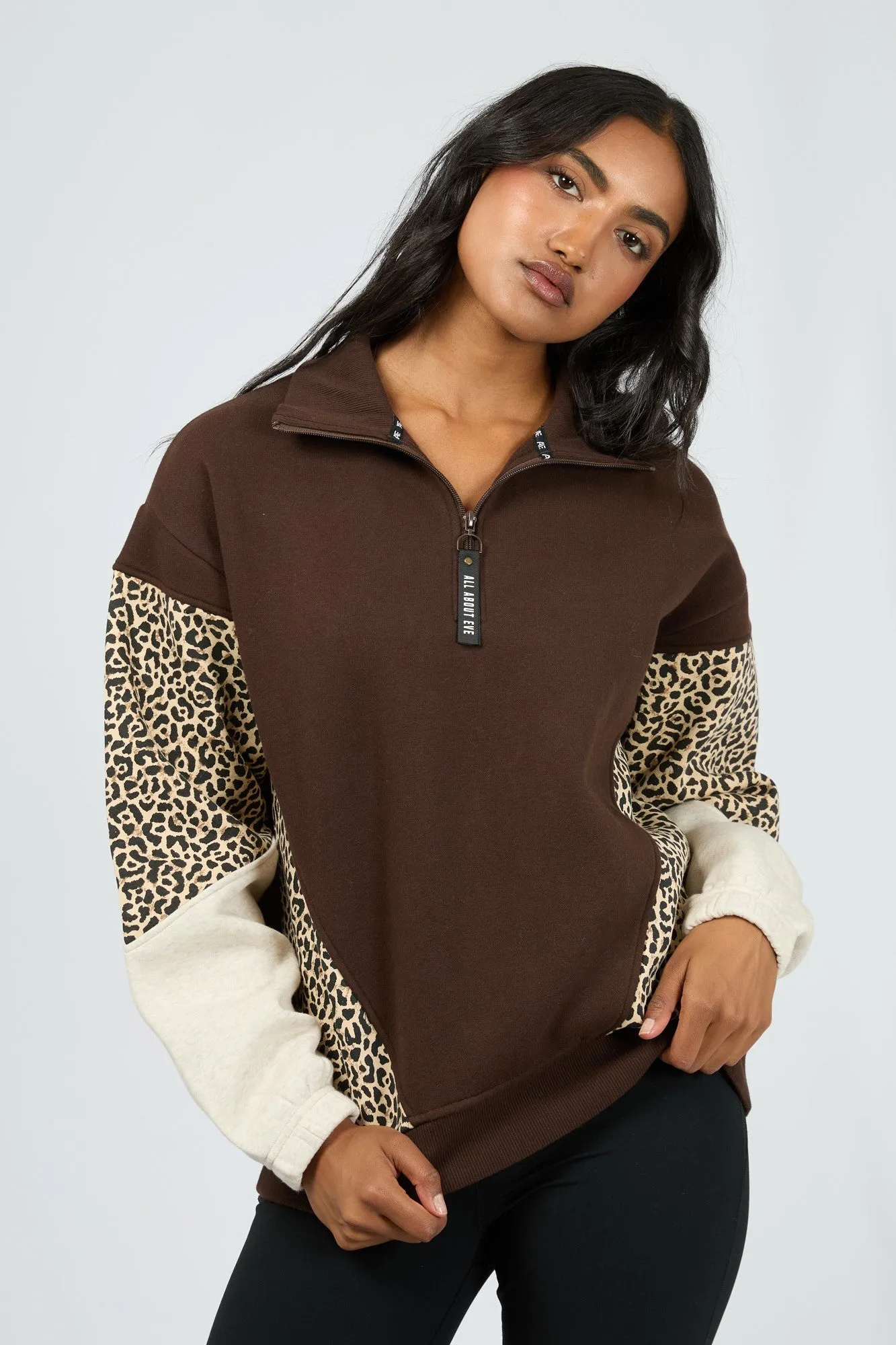 All About Eve Savannah 1/4 Zip Brown