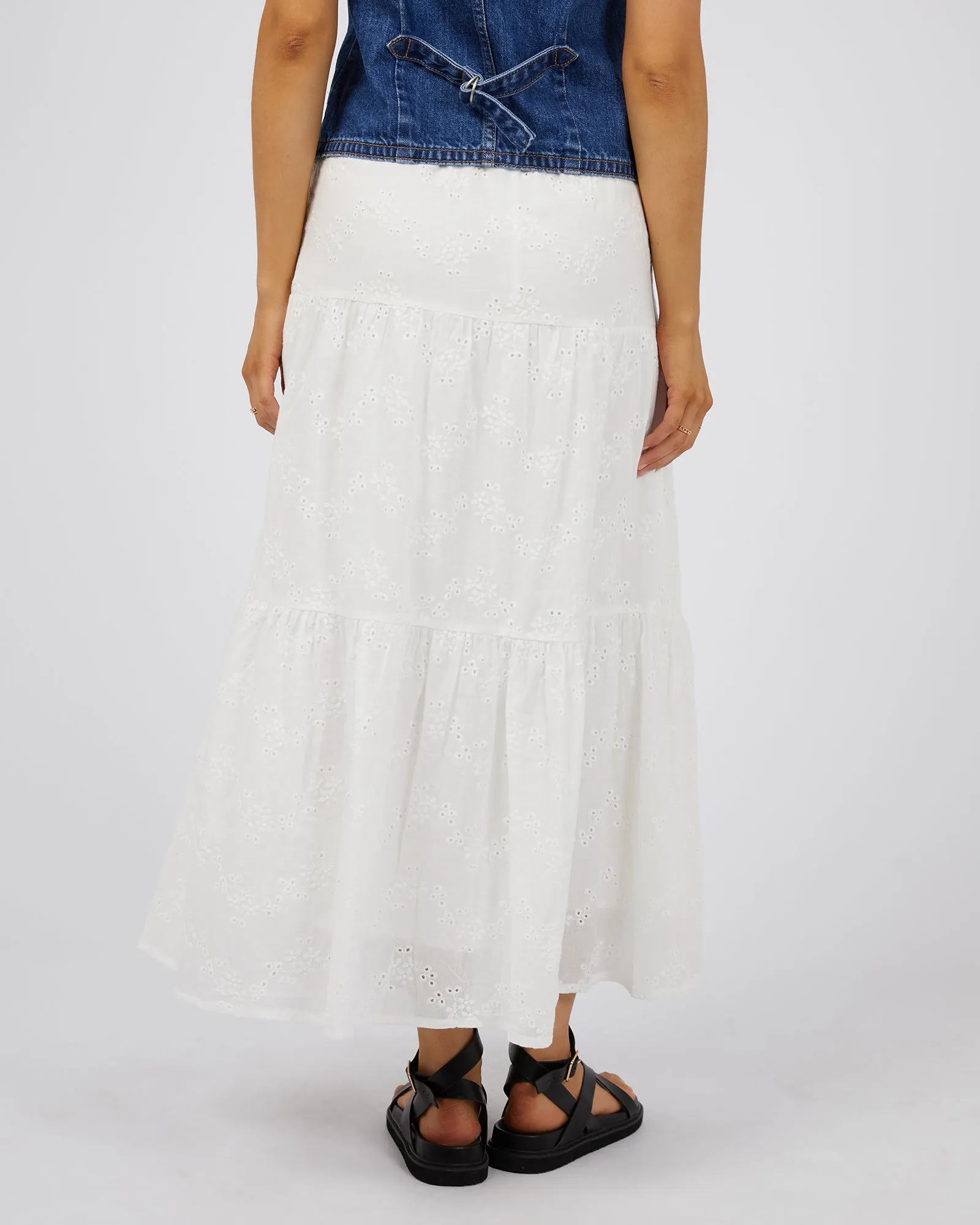 All About Eve Sutton Broderie Maxi Skirt Vintage White