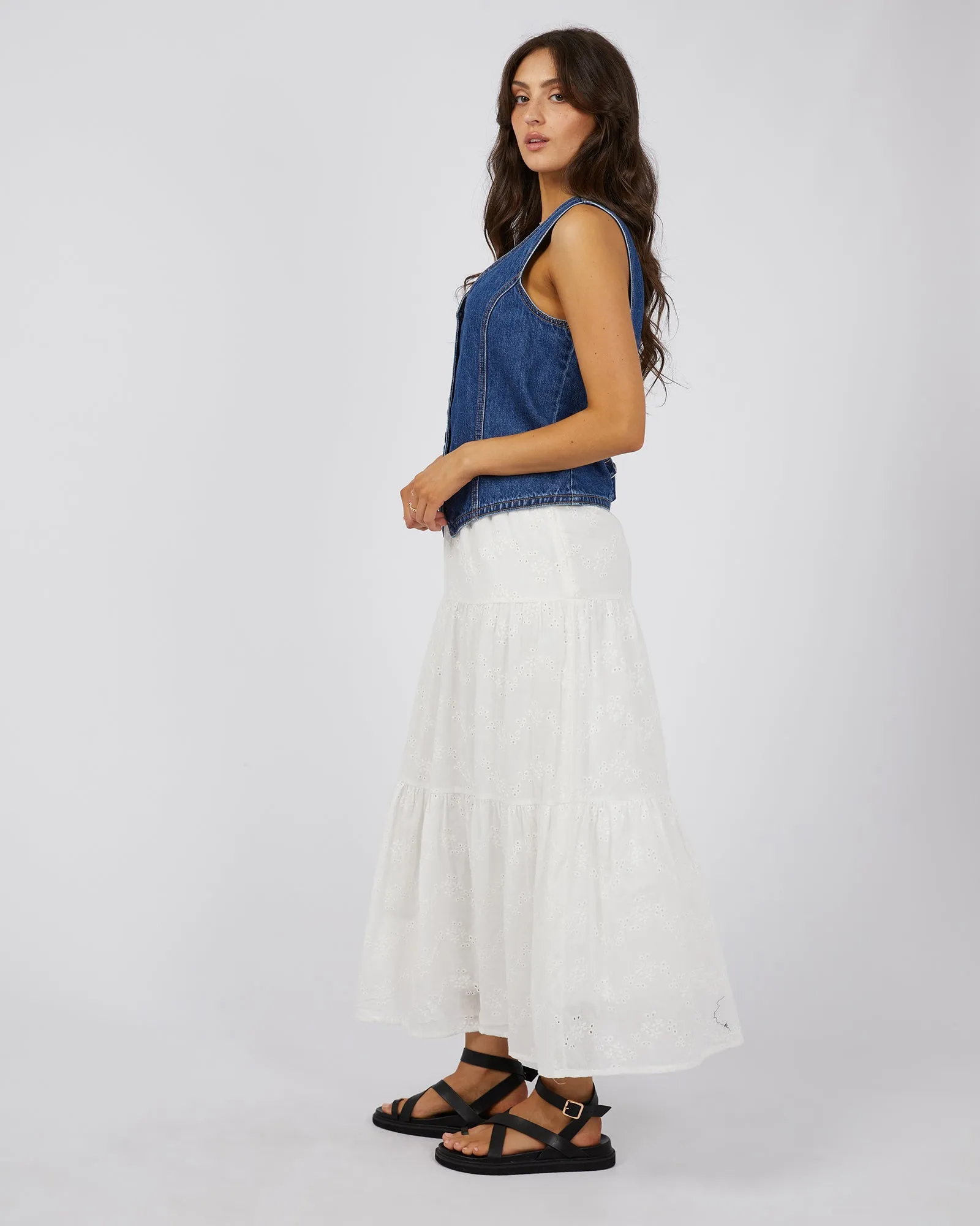 All About Eve Sutton Broderie Maxi Skirt Vintage White