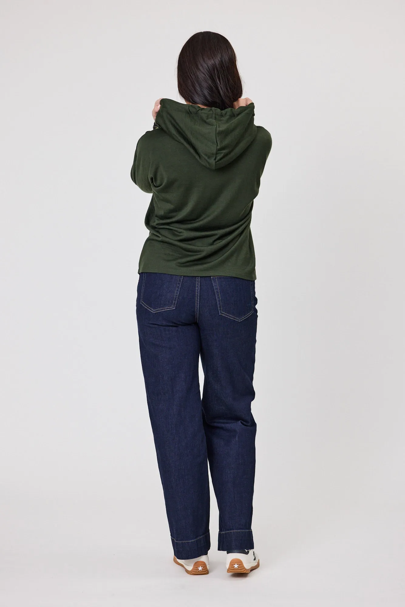 Alpine by Shine On Halifax Contrast Sleeve Hoodie Olive