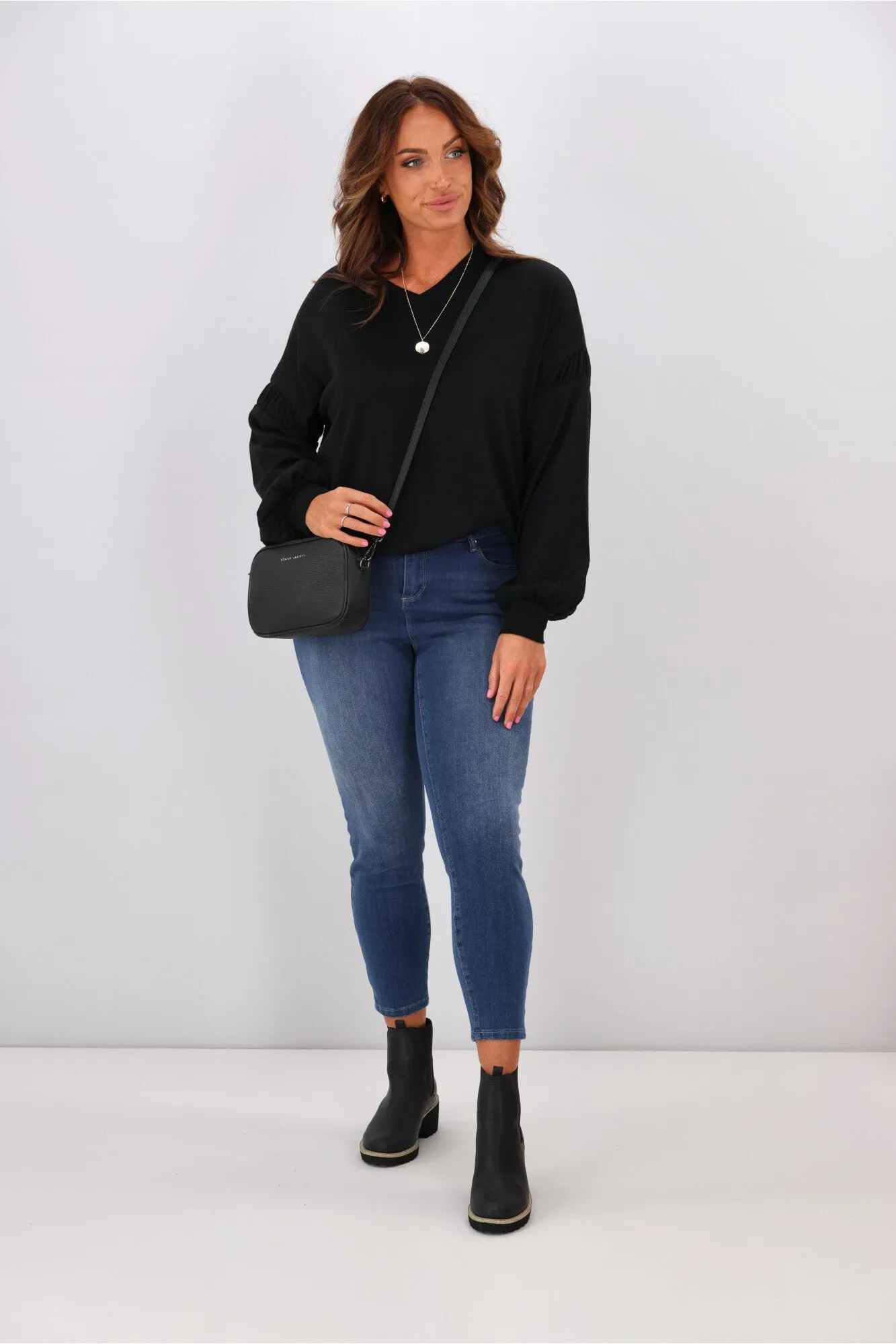 Alpine by Shine On Megan Drop Shoulder Merino Top Black