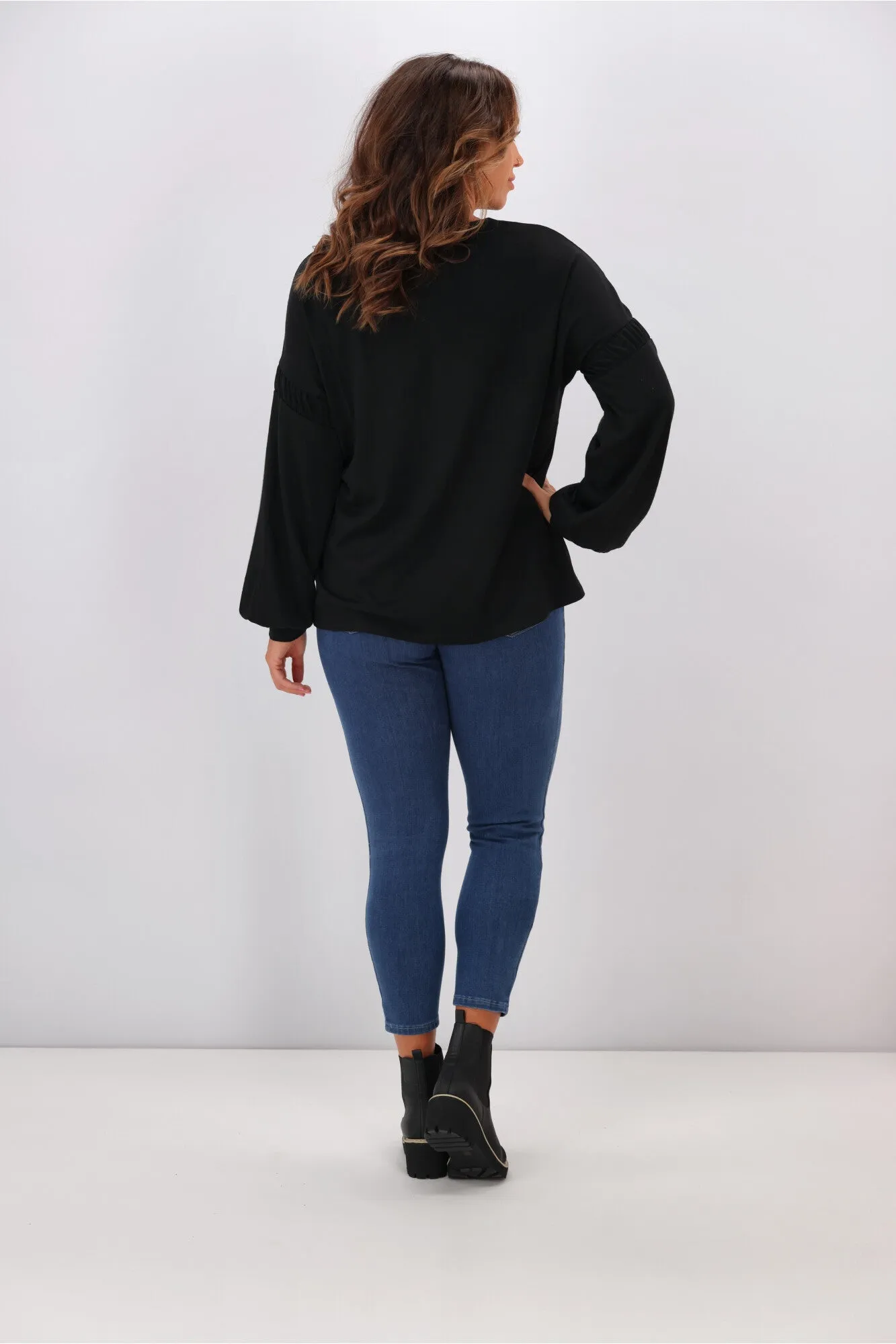 Alpine by Shine On Megan Drop Shoulder Merino Top Black
