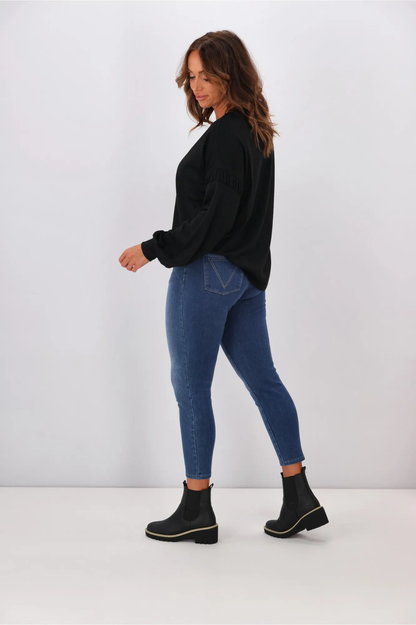 Alpine by Shine On Megan Drop Shoulder Merino Top Black