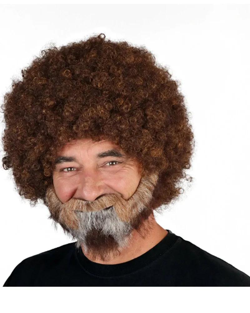 Artist Brown Curly Wig Beard and Moustache