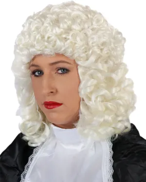 Barrister Curly White Wig