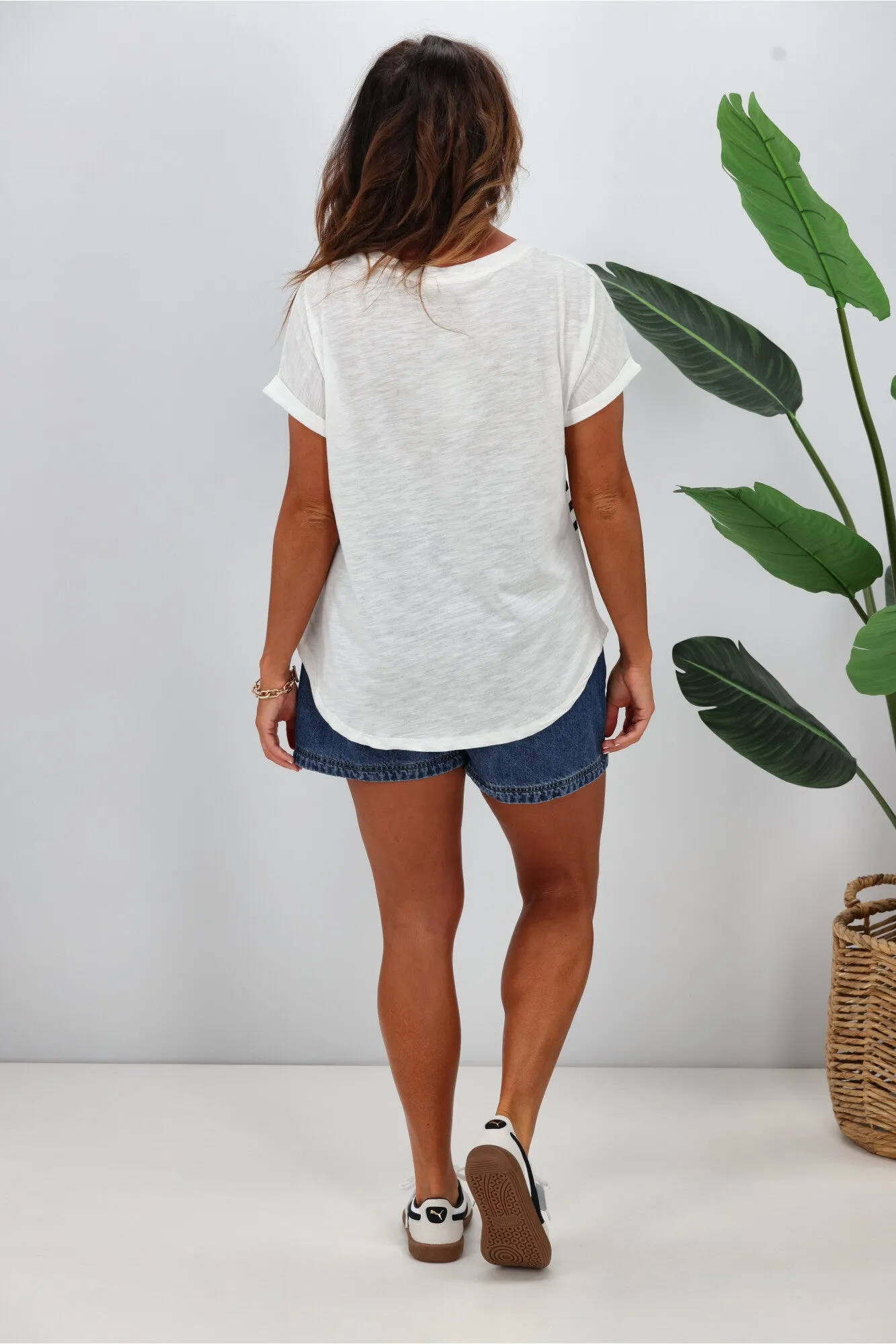 Betty Basics Hailey Short Sleeve Tee White Black Stripe