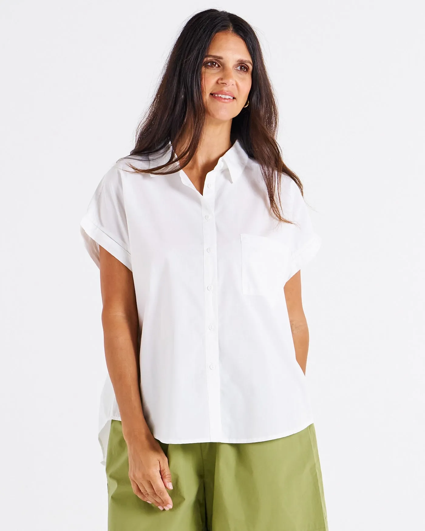 Betty Basics Mara Short Sleeve Shirt White