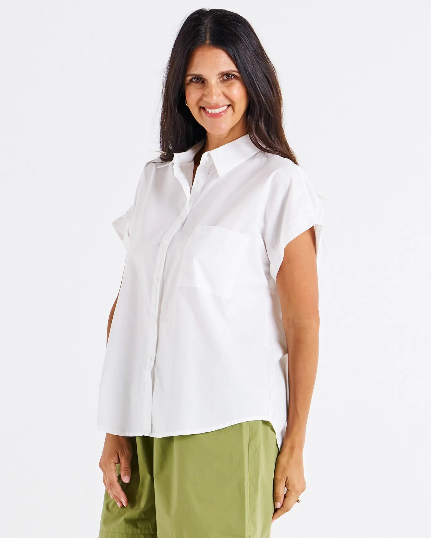 Betty Basics Mara Short Sleeve Shirt White