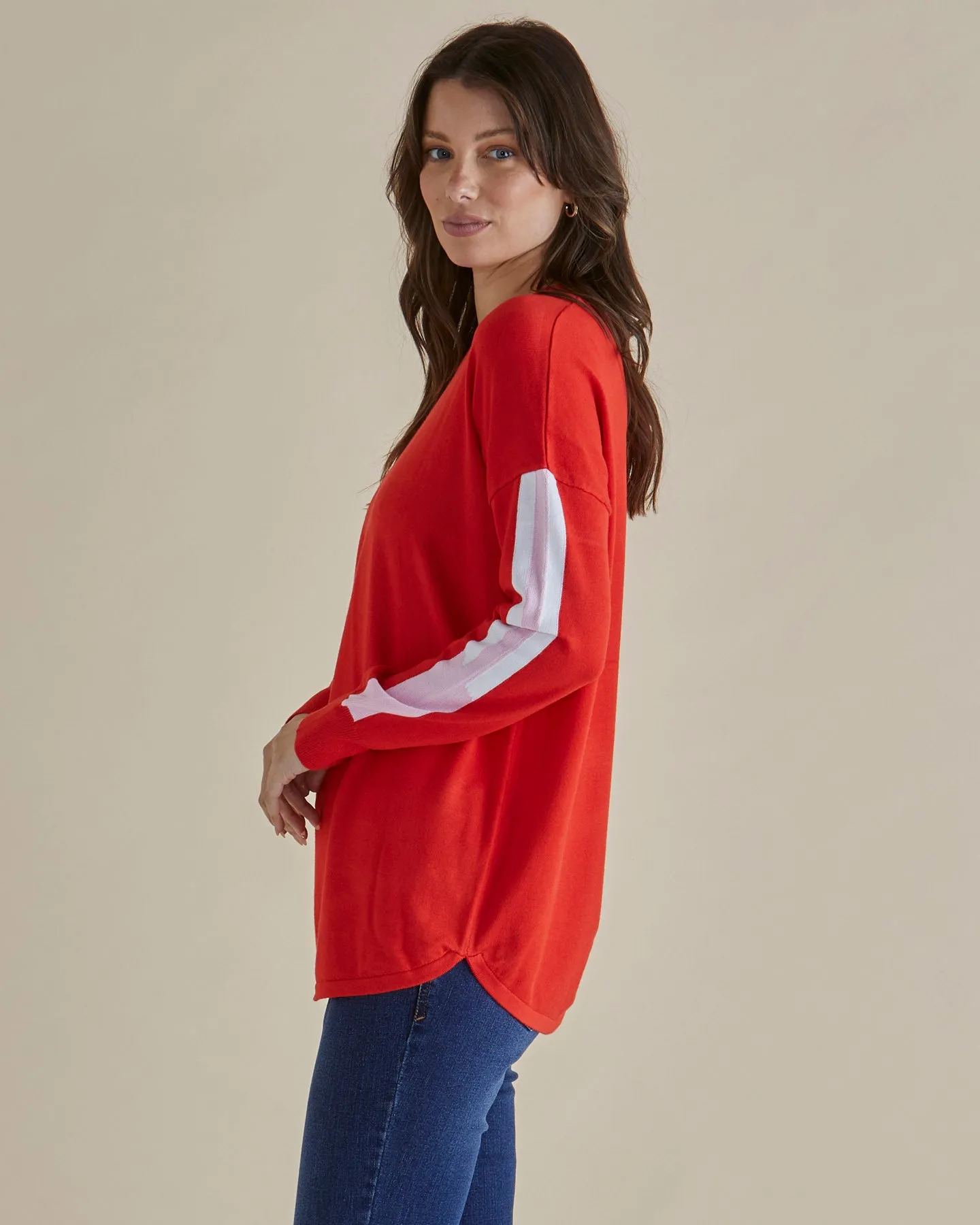 Betty Basics Sophie Knit Jumper Red Pink