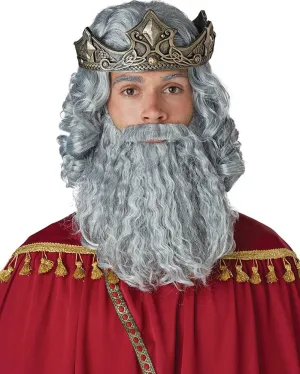 Biblical King Curly Grey Wig and Beard