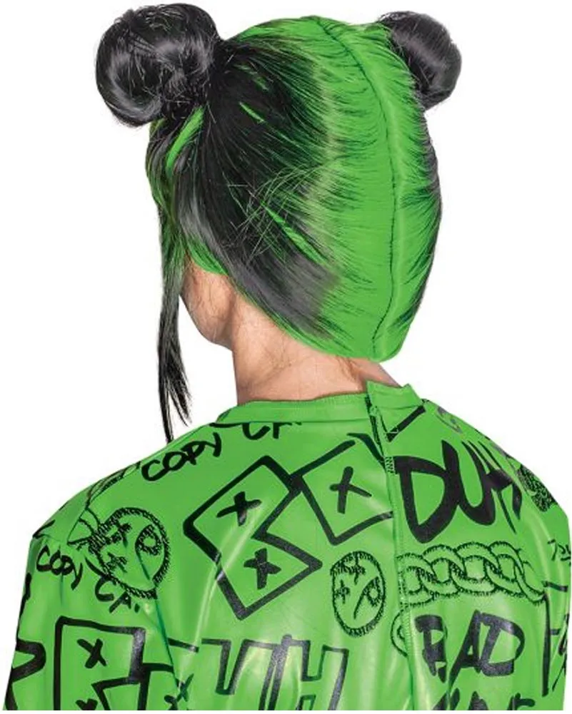 Billie Eilish Double Green and Black Bun Wig