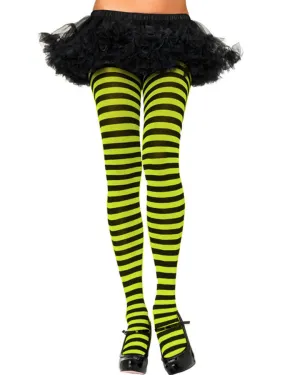 Black and Lime Striped Tights