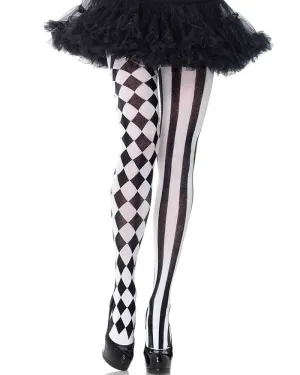 Black and White Harlequin Tights