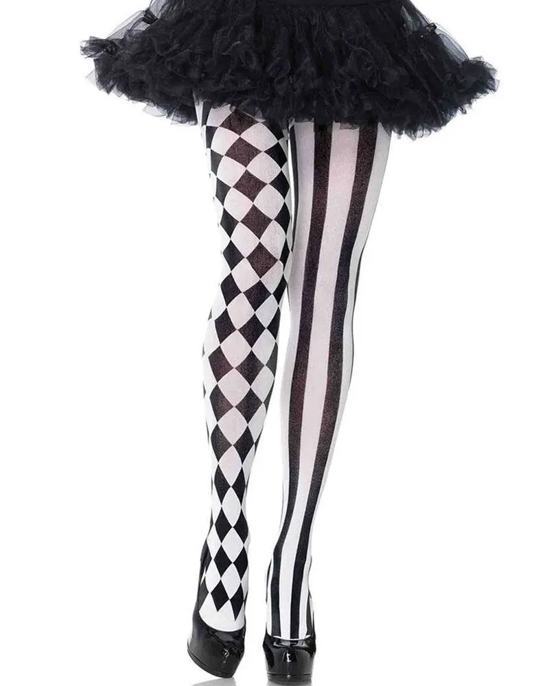 Black and White Harlequin Tights