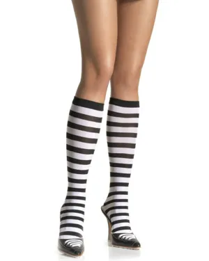 Black and White Striped Knee High Socks