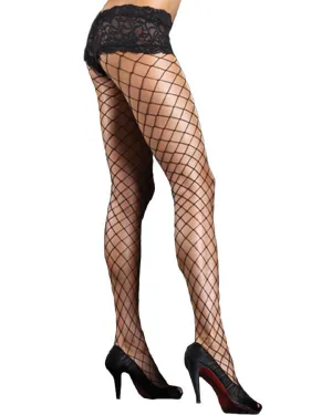 Black Fence Net Stockings with Lace Boyshort