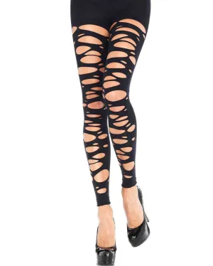 Black Tattered Footless Tights