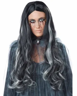 Bloody Mary Black and Grey Long Wig