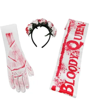 Bloody Queen Ladies Headband Gloves and Sash Set