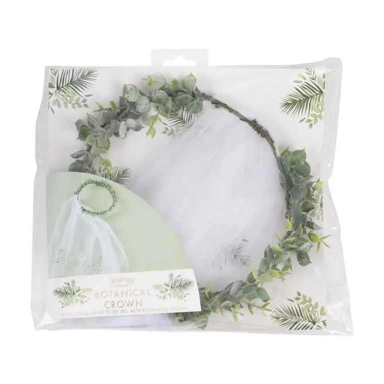 Botanical Hen Party Eucalyptus Bridal Crown with Veil