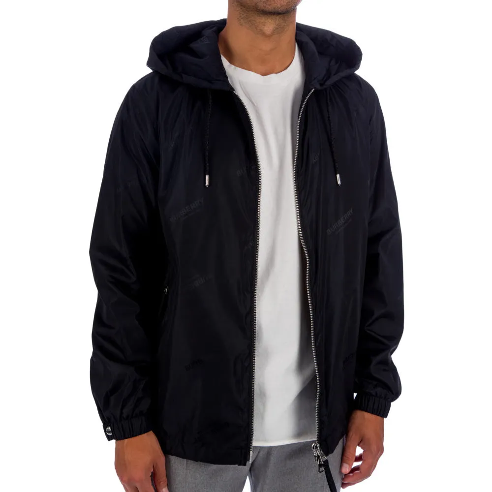 Burberry Black Stretton Logo Hooded Jacket
