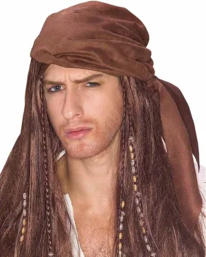 Caribbean Pirate Long Brown Wig