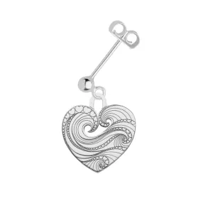 Carter Gore Wave Heart Dropper Single Earring Sterling Silver 2 Sizes